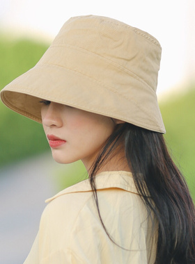 黑色渔夫帽女夏季韩版百搭日系遮阳帽女防晒帽太阳帽紫外线帽子潮