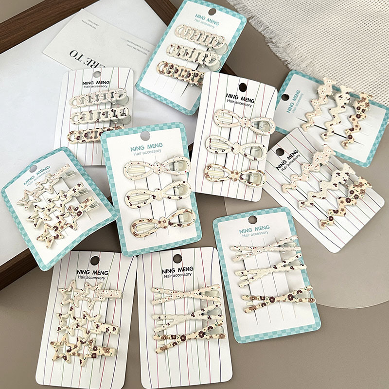 新款卡装印花发夹侧边夹刘海bb夹子发卡儿童多巴胺彩色卡子头饰