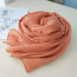 饰丝巾 文艺纯色百搭复古披肩护颈围脖装 棉麻围巾女春秋冬季 薄长款