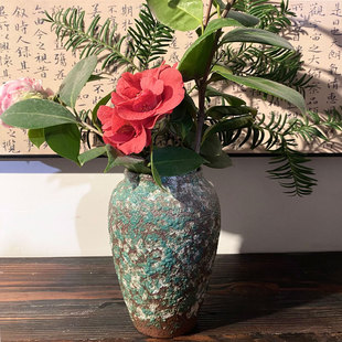 陶瓷花瓶复古粗陶罐简约现代新中式欧式客厅假花水培台面插花摆件
