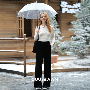 跳转新店拍~隐曜丝绒 | 王炸显瘦ROW风显高显瘦松紧腰丝绒直筒裤