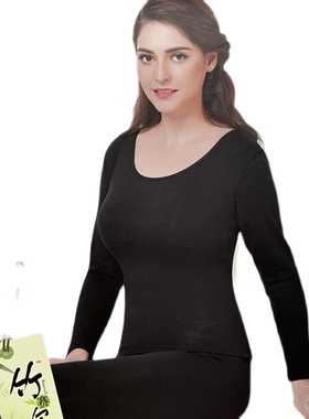 格凯秋冬新款女士厚款赛尔昵绒保暖单衣大圆领长袖内衣秋衣35755