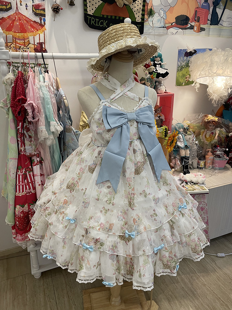 thumbnail for In stock "Cat Bouquet Collector" white JSK original design lolita chiffon summer dress