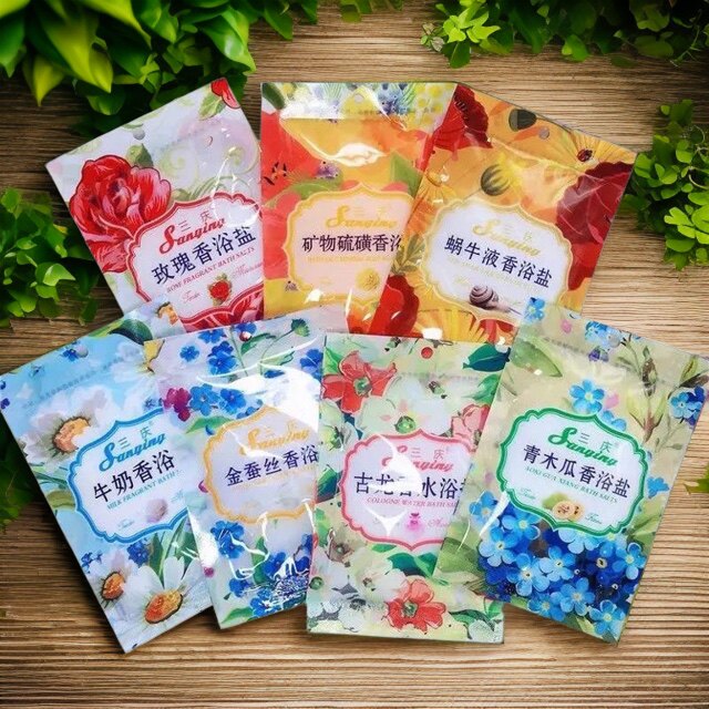 30袋三庆浴盐牛奶香浴盐蜗牛浴盐香水浴盐青瓜玫瑰柠檬浴盐组合