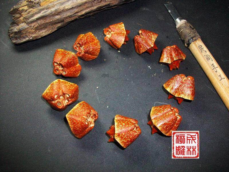 同5瓣 蠢刀工滴血莲花菩提子手串 山菠萝原料 野菠萝原料雕刻