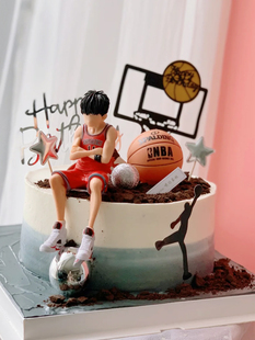 网红篮球蛋糕装饰摆件灌篮高手樱木花道流川枫篮球鞋男神生日装扮