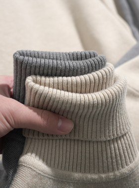 高领纯色加绒毛衣男秋冬季针织衫两翻领内搭休闲打底衫轻熟风百搭