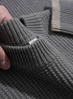 2023秋冬新款针织衫男圆领加厚元宝针宽松慵懒风毛衣学院风打底衫