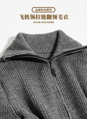 飞机领半拉链男毛衣打底男款内搭粗针慵懒秋冬季加厚针织衫可翻领