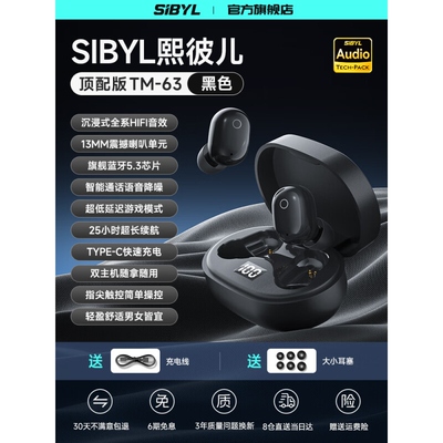 Sibyl真无线蓝牙耳机2025新款入耳豆式音乐游戏通话双耳降噪运动
