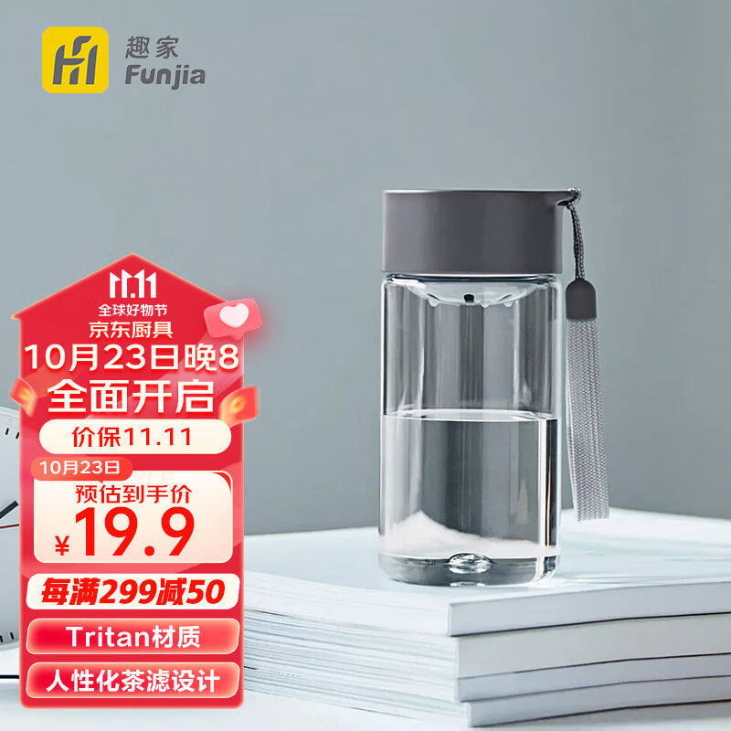Funjia趣家夏季运动水杯儿童水杯女塑料杯子高颜值Tritan水杯灰色属于什么档次？