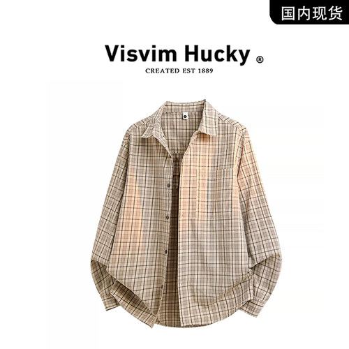 【官网正品】VISVIM HUCKY复古格纹长袖衬衫男女宽松秋冬季衬衣