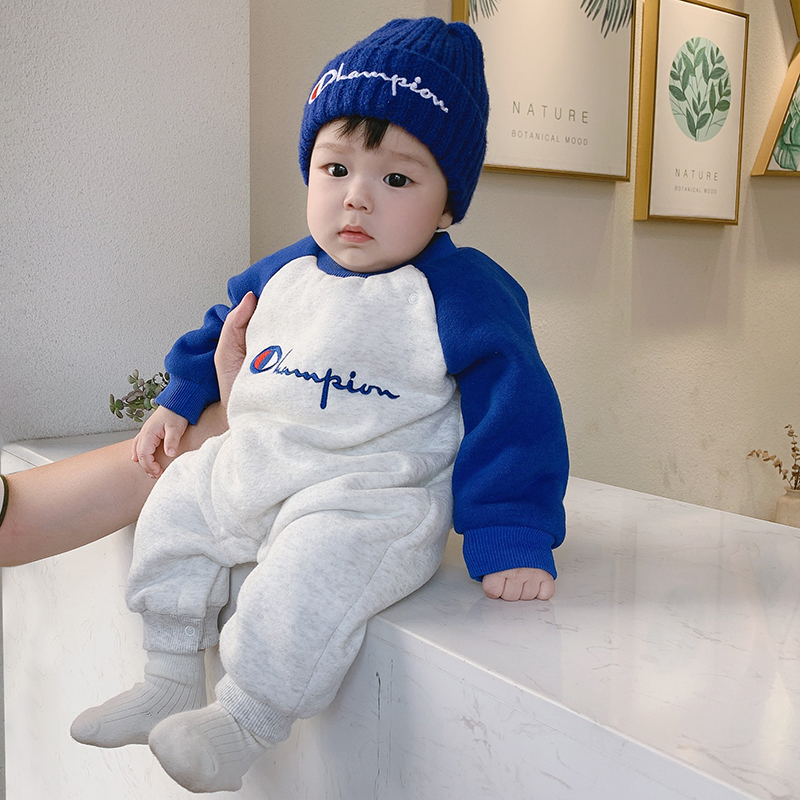 网红保暖连体超洋气加绒爬服哈衣