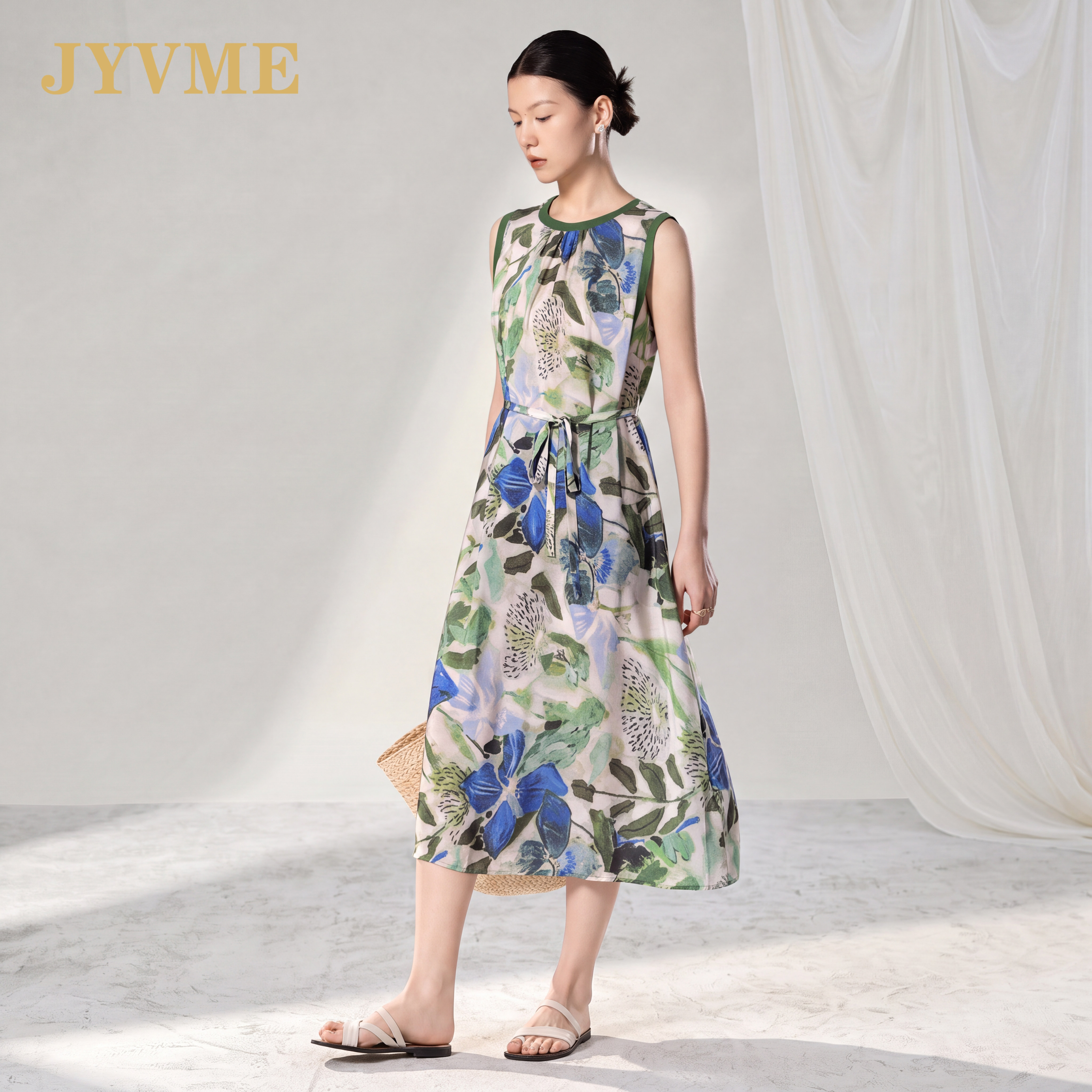JyVme轻奢时尚真丝连衣裙女2026新款显瘦百搭夏无袖背心裙桑蚕丝