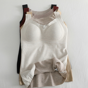 妥妥秋冬刚需 桑蚕丝羊绒锁温御寒保暖背心女士带胸垫打底内衣