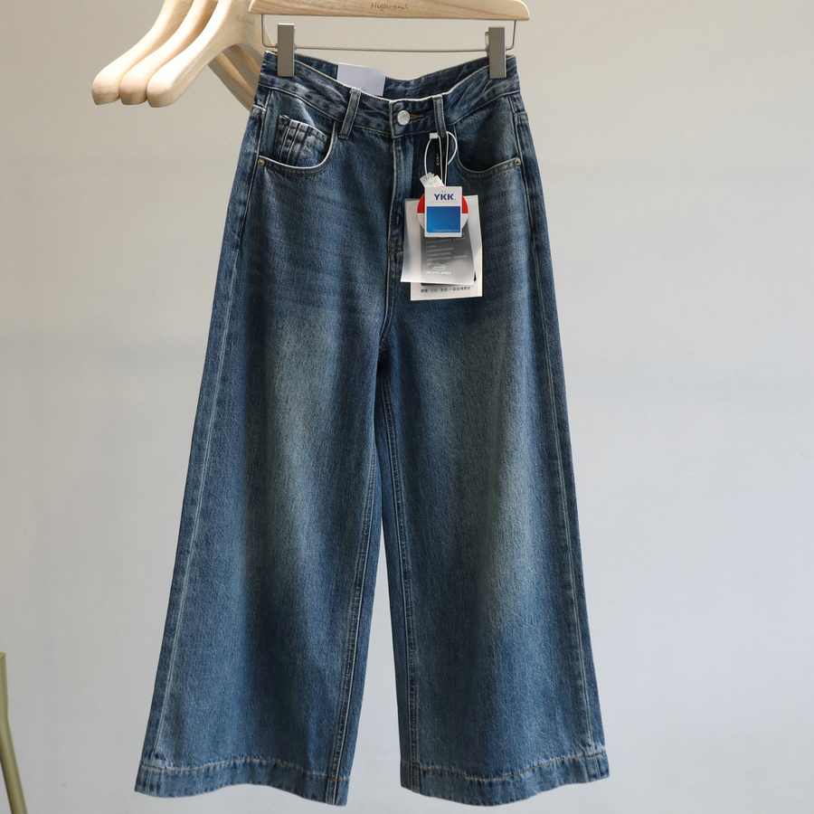 好穿的不得了~梨形身材胖mm显瘦阔腿牛仔裤女宽松直筒九分裤春秋 - 封面