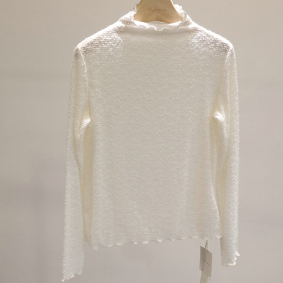 温柔到骨子里~杏色半高领蕾丝打底衫女温柔气质磨毛内搭上衣修身