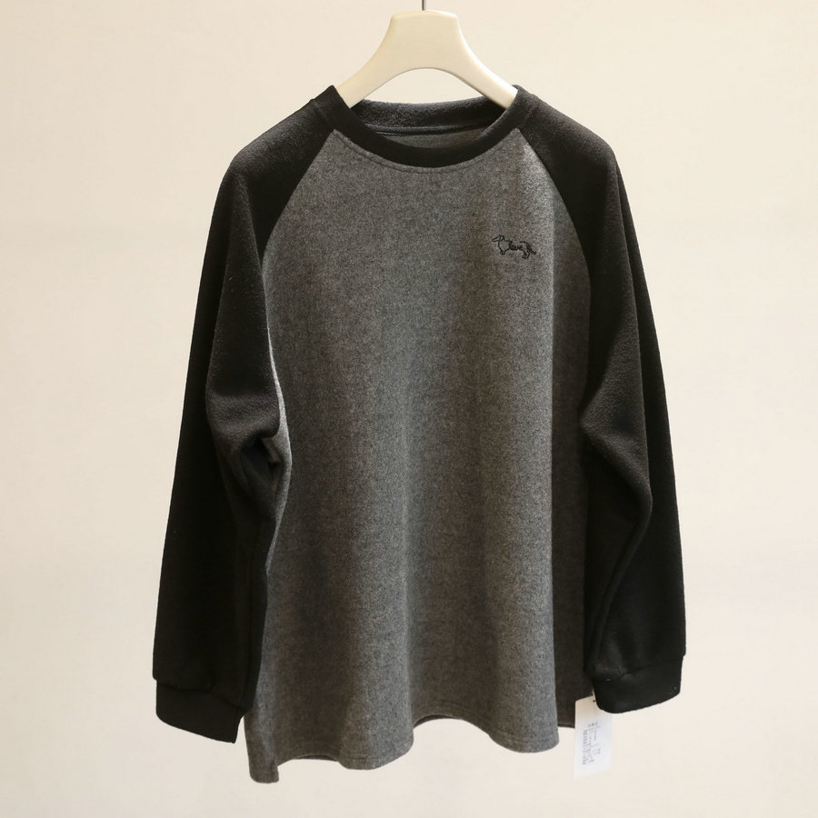 穿搭好物~磨毛长袖T恤女2025新款秋冬撞色圆领休闲百搭插肩袖上衣