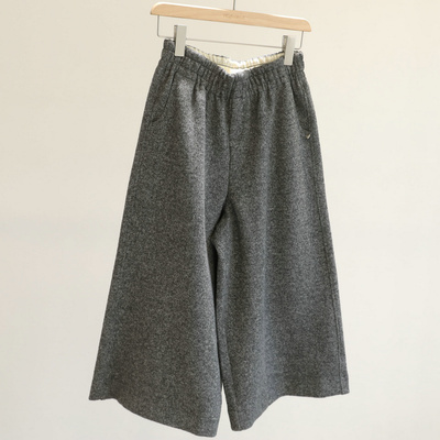 销量王者！秋冬复古羊毛阔腿裤女高腰宽松慵懒风八分直筒休闲裤