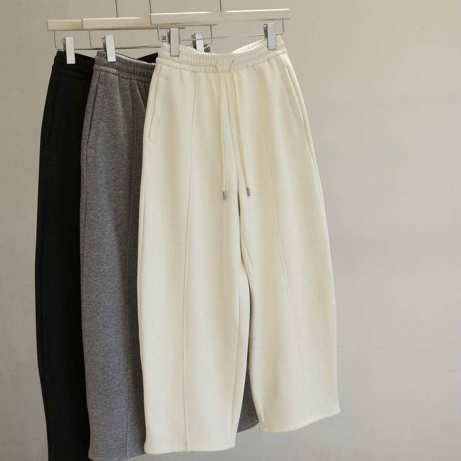 慵懒feel！冬季加绒阔腿休闲卫裤女松紧高腰纯色百搭香蕉裤长裤