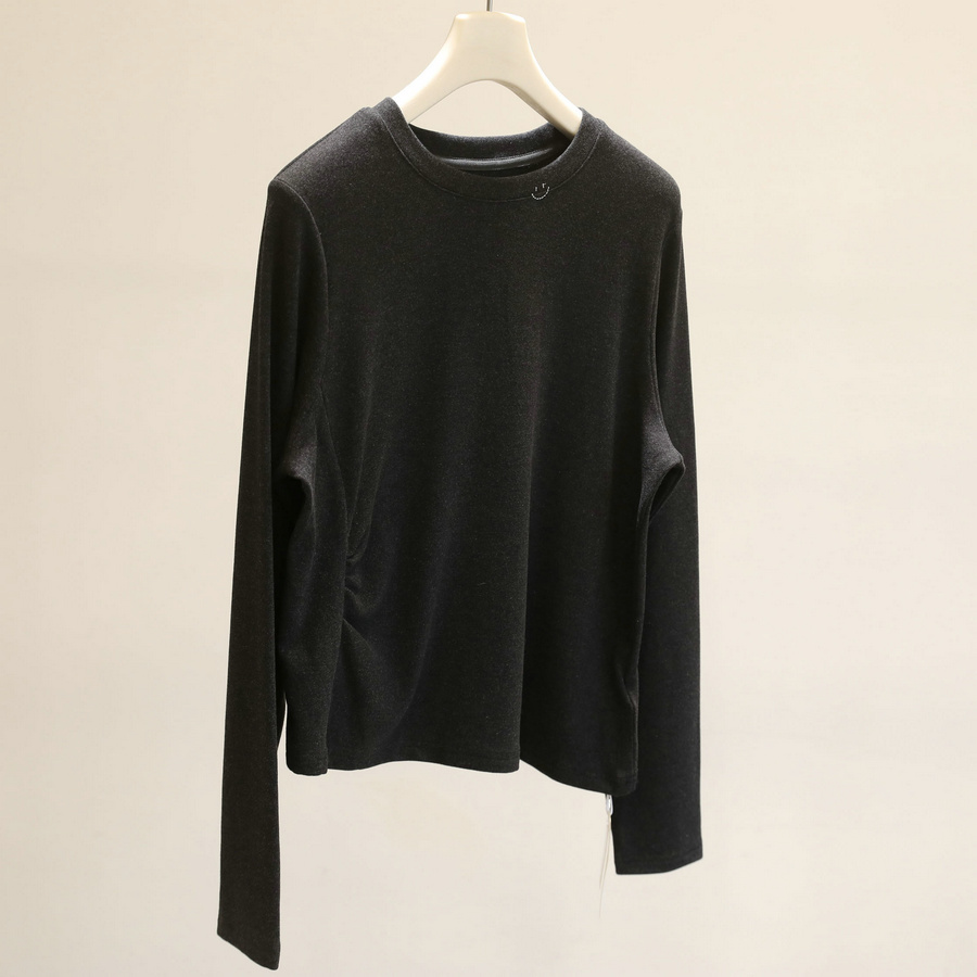 基础好搭！2025秋冬磨毛灰色打底衫女加厚保暖内搭圆领T恤上衣