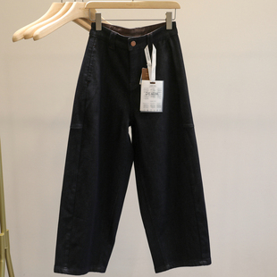 女高腰弹力九分阔腿裤 嘎嘎有腔调 梨形身材胖mm宽松显瘦奶奶裤