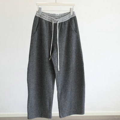 实穿性嘎嘎强！撞色高腰羊毛针织休闲裤女宽松显瘦直筒长裤秋冬