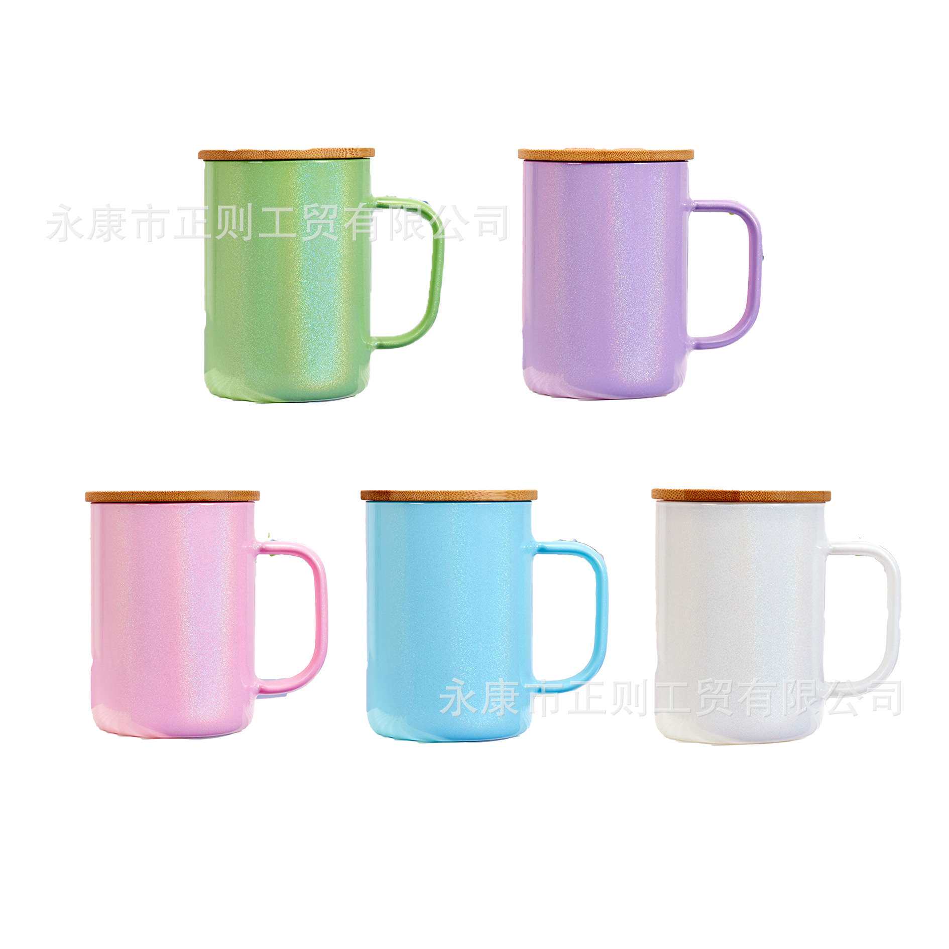 外贸15oz彩虹果冻色漆竹子塑料盖热升华转印玻璃手柄吸管马克水杯