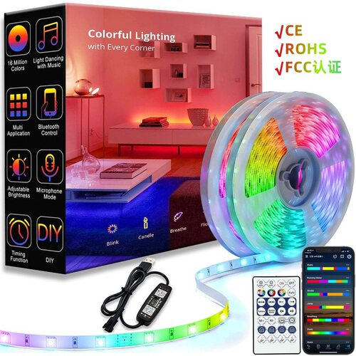led灯带5V低压5050幻彩R灯带ws2812b跑马呼吸流水桌面氛围usb灯