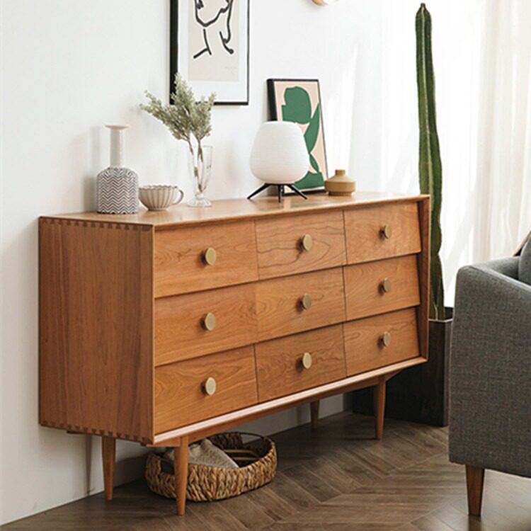 樱桃木九斗柜纯实木储物柜北欧简约日式多功能卧室收纳柜抽屉