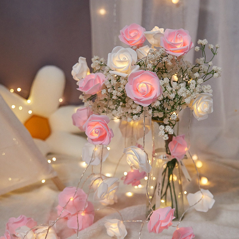 LED玫瑰花小彩灯串串灯室内求婚氛围灯生日场景布置房间装饰