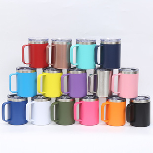 跨境美式304不锈钢保温杯手柄便携保冷啤酒杯商务办公14oz马克杯