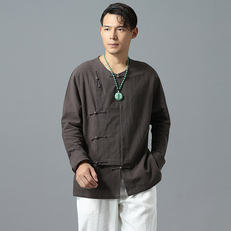 麻凡布衣2021春夏新款男装民族风棉麻衬衣男款上衣亚麻中国风衬衫