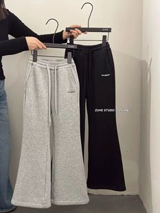 祖赫 童装 25冬新款儿童韩版一体奥利绒喇叭裤中大童加绒休闲裤潮