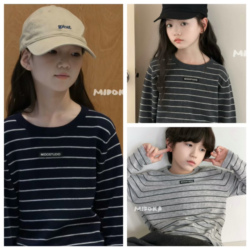 MIDOKA米多 2026秋miu系条纹针织衫羊毛内搭男女童弹力亲子打底衫