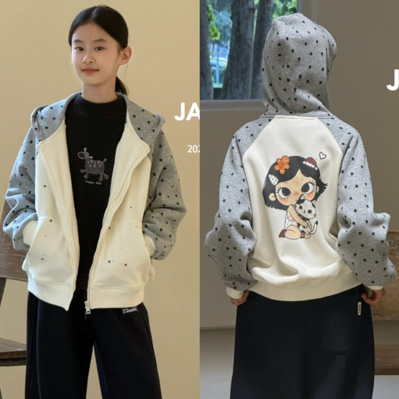 Jasper波拉韩国童装2026冬女童韩版一体绒卫衣外套中大童休闲上衣