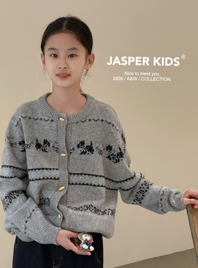 Jasper波拉韩国童装26冬装女童韩版小羊费尔岛针织开衫毛衣外套潮