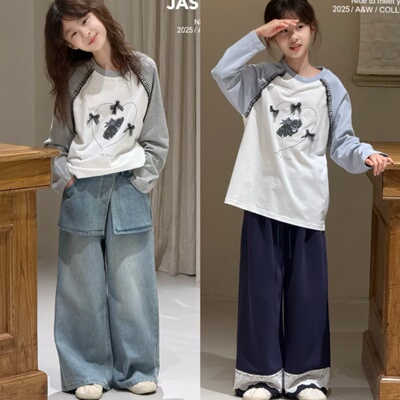 Jasper波拉韩国童装2025秋装女童韩版长袖T恤中大童打底衫上衣潮