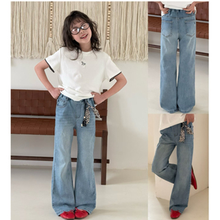 天依角2026春装新女童牛仔喇叭裤中大童韩版休闲直筒长裤潮 18153