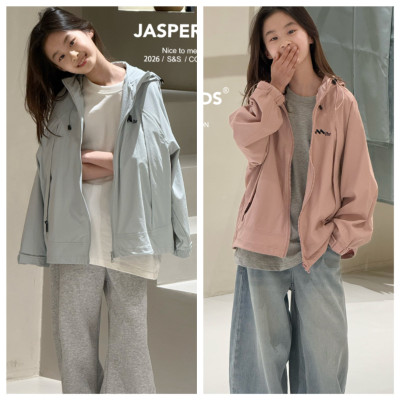 Jasper韩国波拉童装2026春男女童韩版拉链外套中大童百搭卫衣开衫