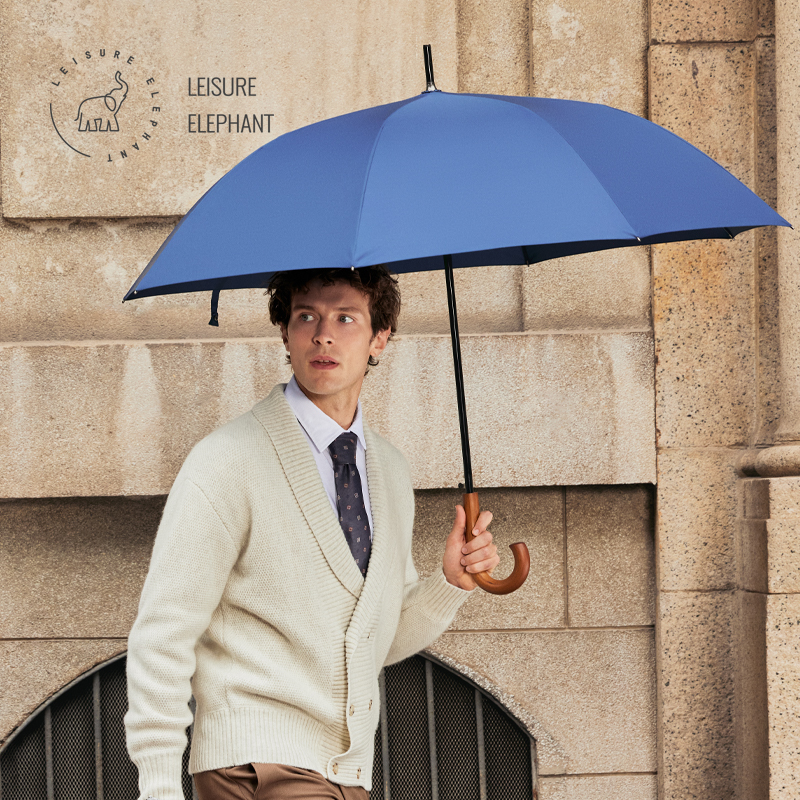 英伦绅士复古木柄8骨加粗伞骨结实暴雨专用防风男士长柄双人雨伞