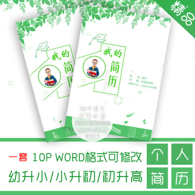 小升初入学简历幼升小精品模板学生择校升学自我介绍成长档案word