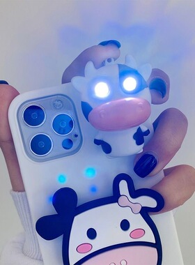 抖音同款y78+会叫的y77e可爱y35M创意y33s/VIVO s17pro/s16/S15e/s12Y10手机壳X90x80pro+/x70x60发光奶牛y32