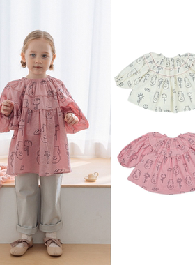 (现货)韩国PRANKSOME22春季女童洋气百褶灯笼袖上衣