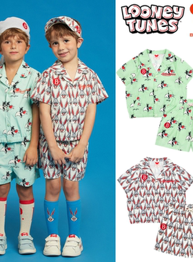 (现货)BEBEDEPINO/Looney Tunes24夏季联名男女儿童衬衫短裤套装