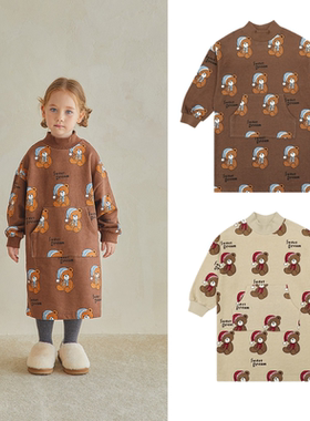 (现货)韩国PRANKSOME22秋冬女童高领长袖连衣裙