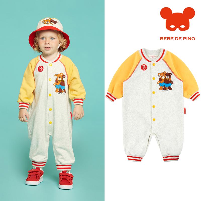 BEBEDEPINO宝宝拼色长袖连体衣