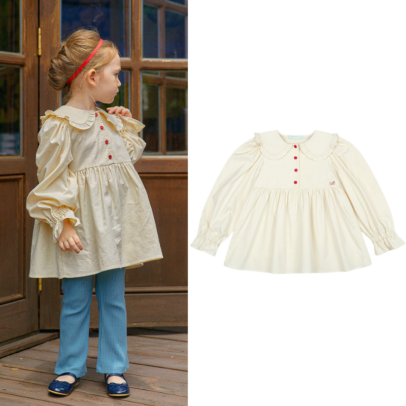 PRANKSOME荷叶边大领衬衫连衣裙