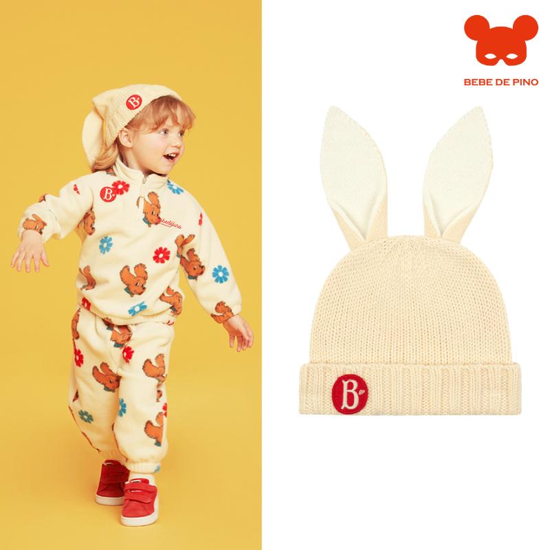 (24冬正品现货)BEBEDEPINO/贝贝品诺男女儿童兔耳针织毛线帽