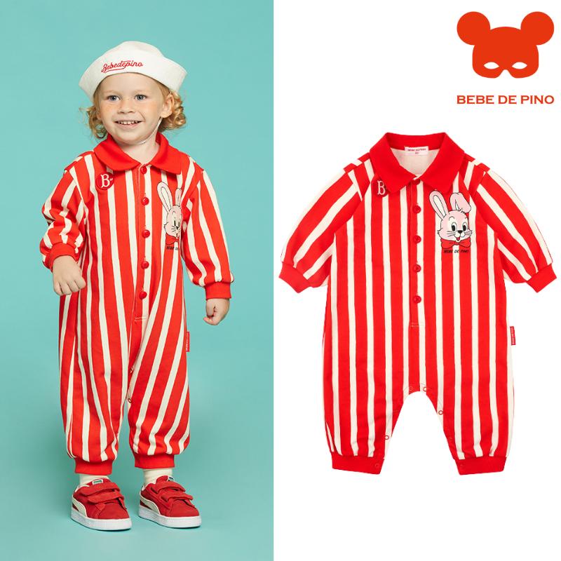 BEBEDEPINO纹翻领连体衣